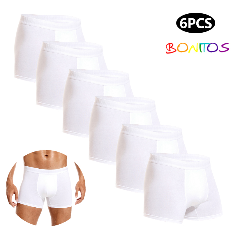 Boxer Shorts Modal - 6szt White Men Panties Cotton Boxers