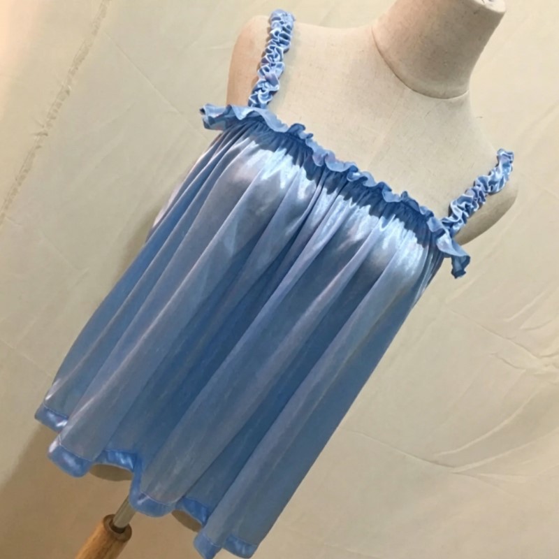 Suspender Tank Top - Letni, miękki, jedwabisty, błyszczący top na
