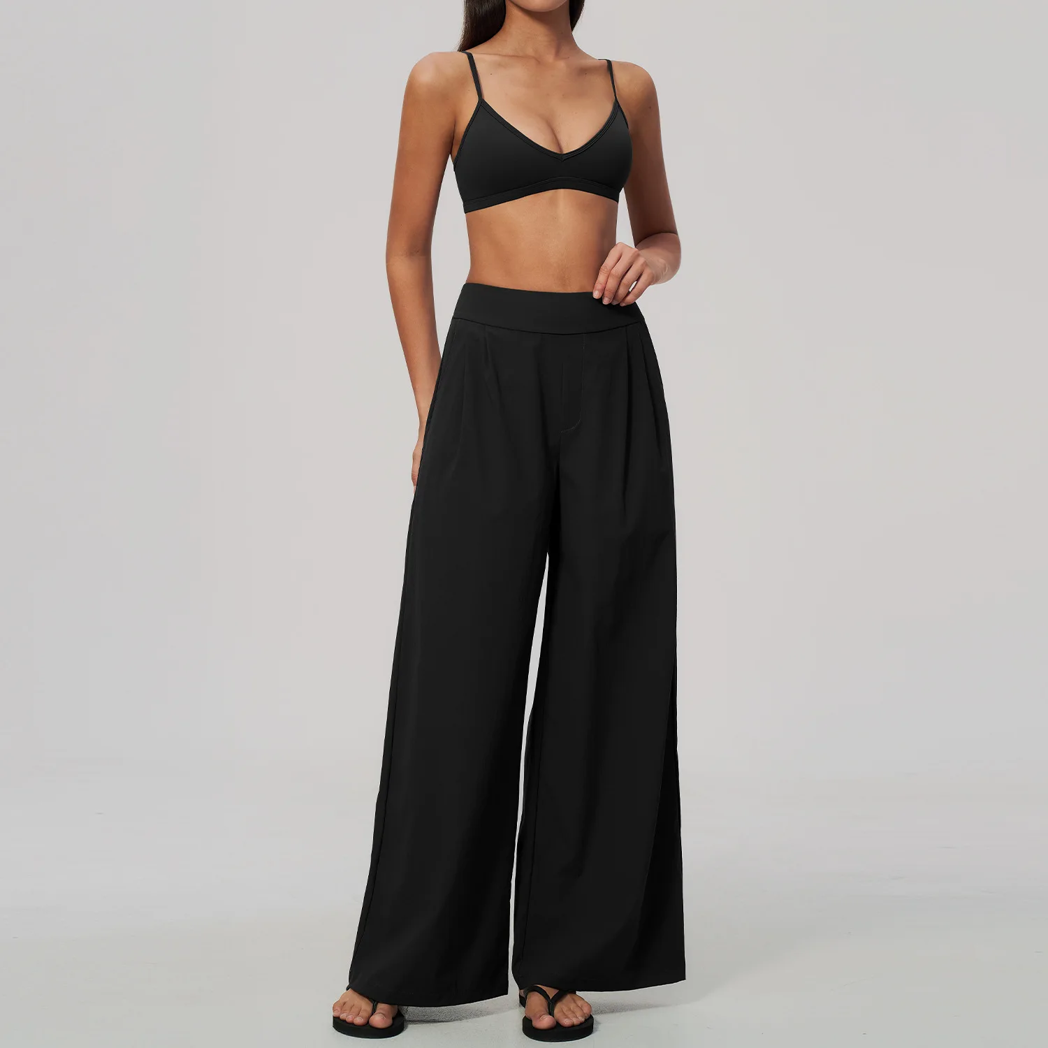Compression Long Pant - Damski dwuczęściowy zestaw sportowy bez pleców,